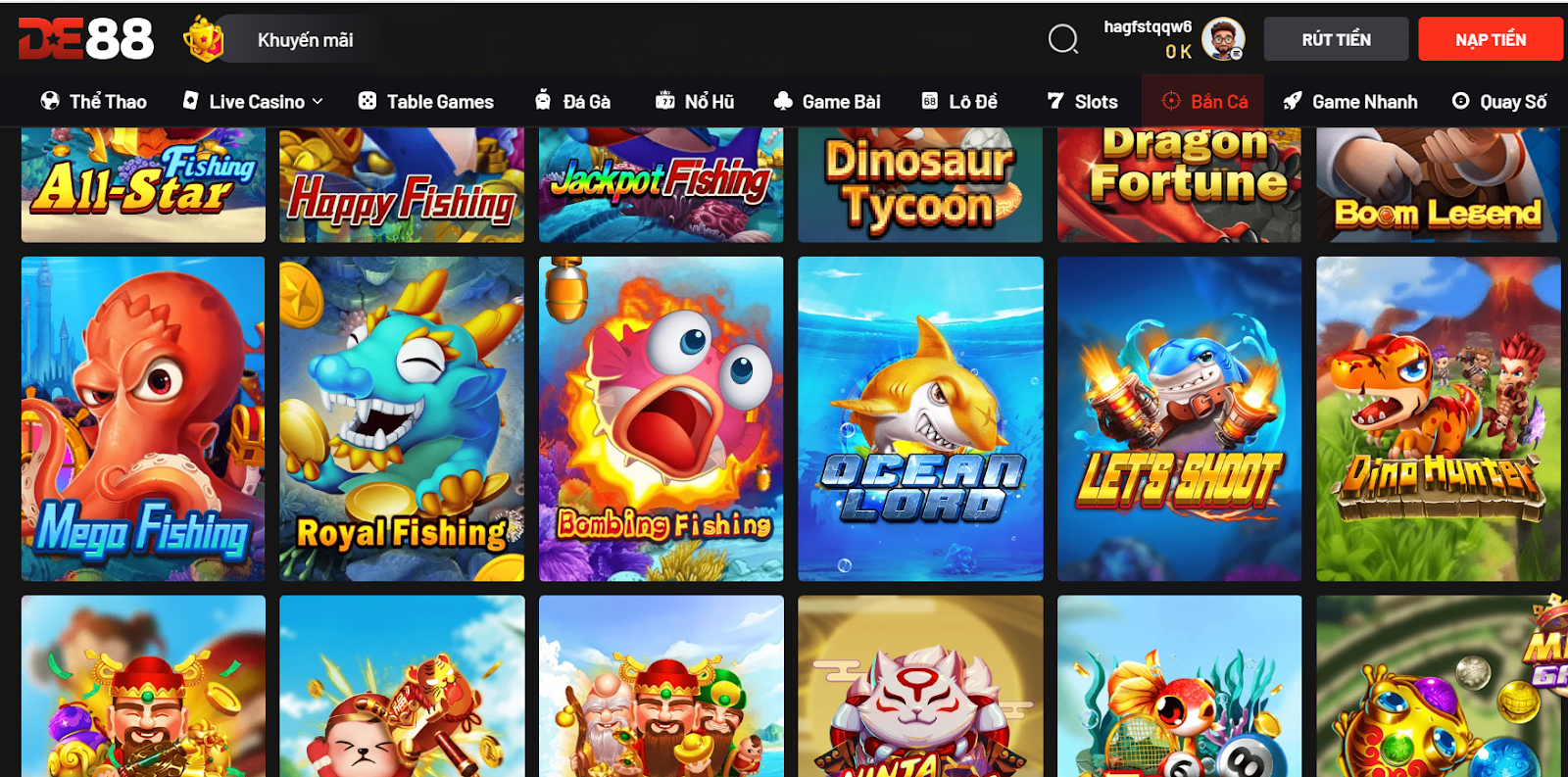 (Những ưu điểm của sảnh game bắn cá DE88)