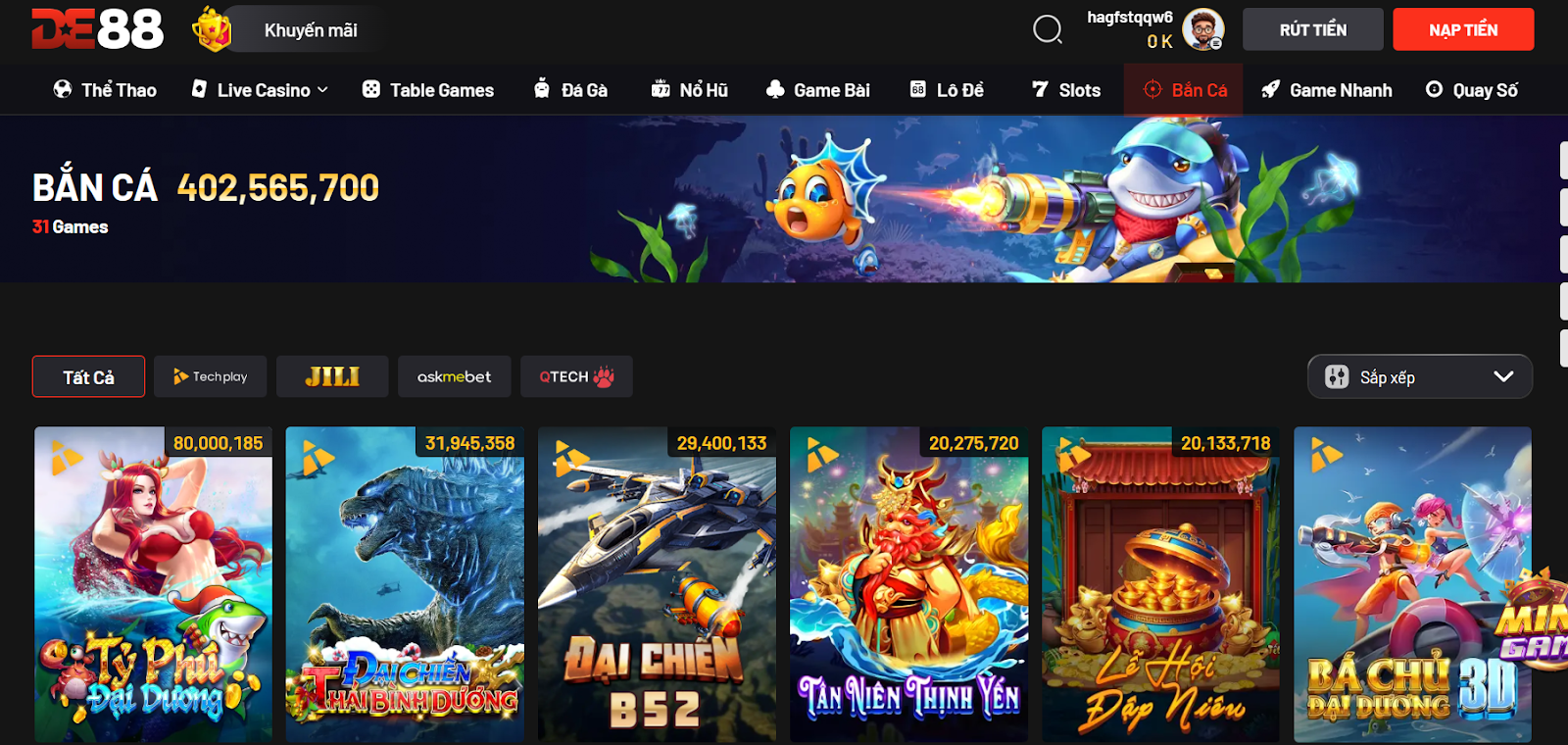 (Hướng dẫn cách truy cập sảnh game bắn cá DE88)