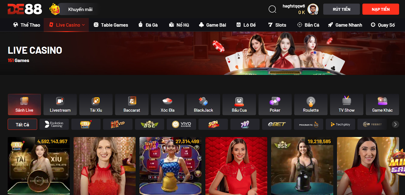 (Giới thiệu sảnh chơi live casino DE88)