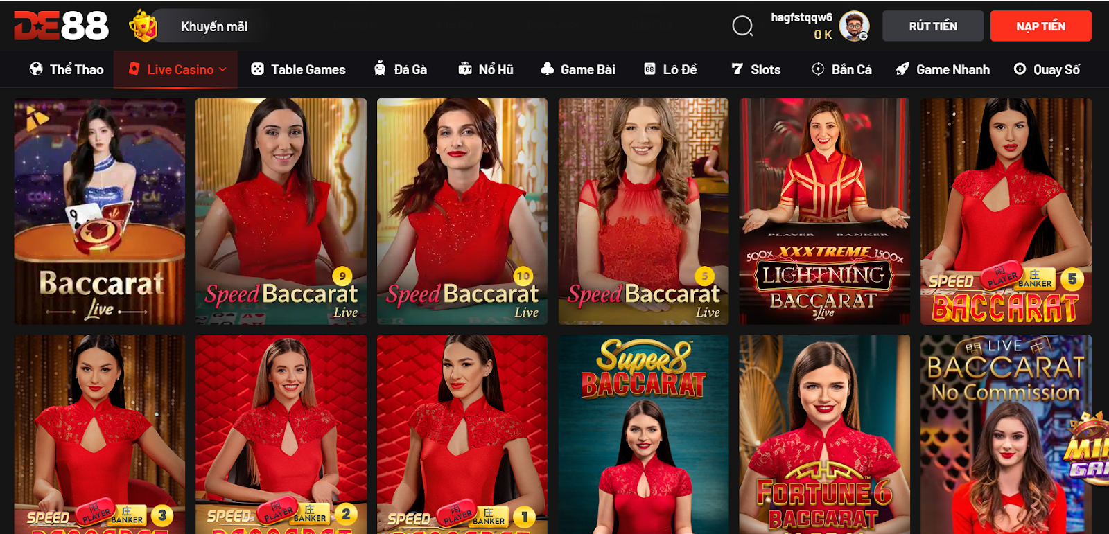 (Những sản phẩm hot hit không nên bỏ lỡ trong live casino DE88)