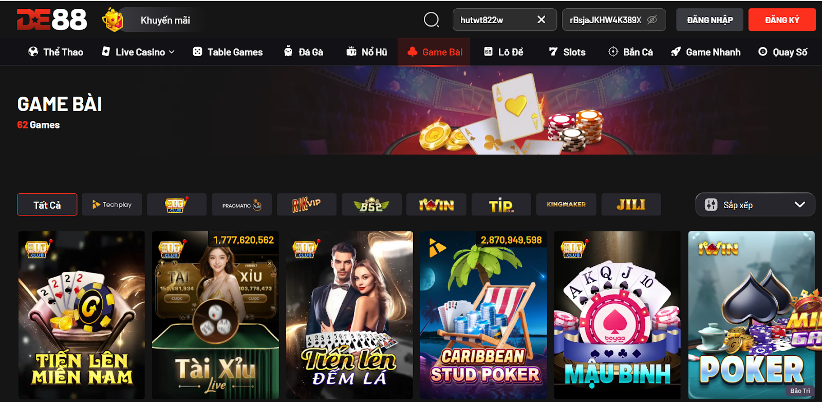 (Ưu điểm nổi bật của sảnh game bài DE88)