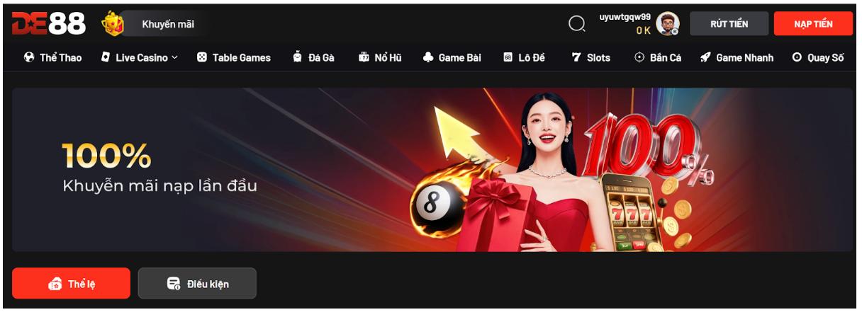 Quy định chung khi nhận khuyến mãi DE88